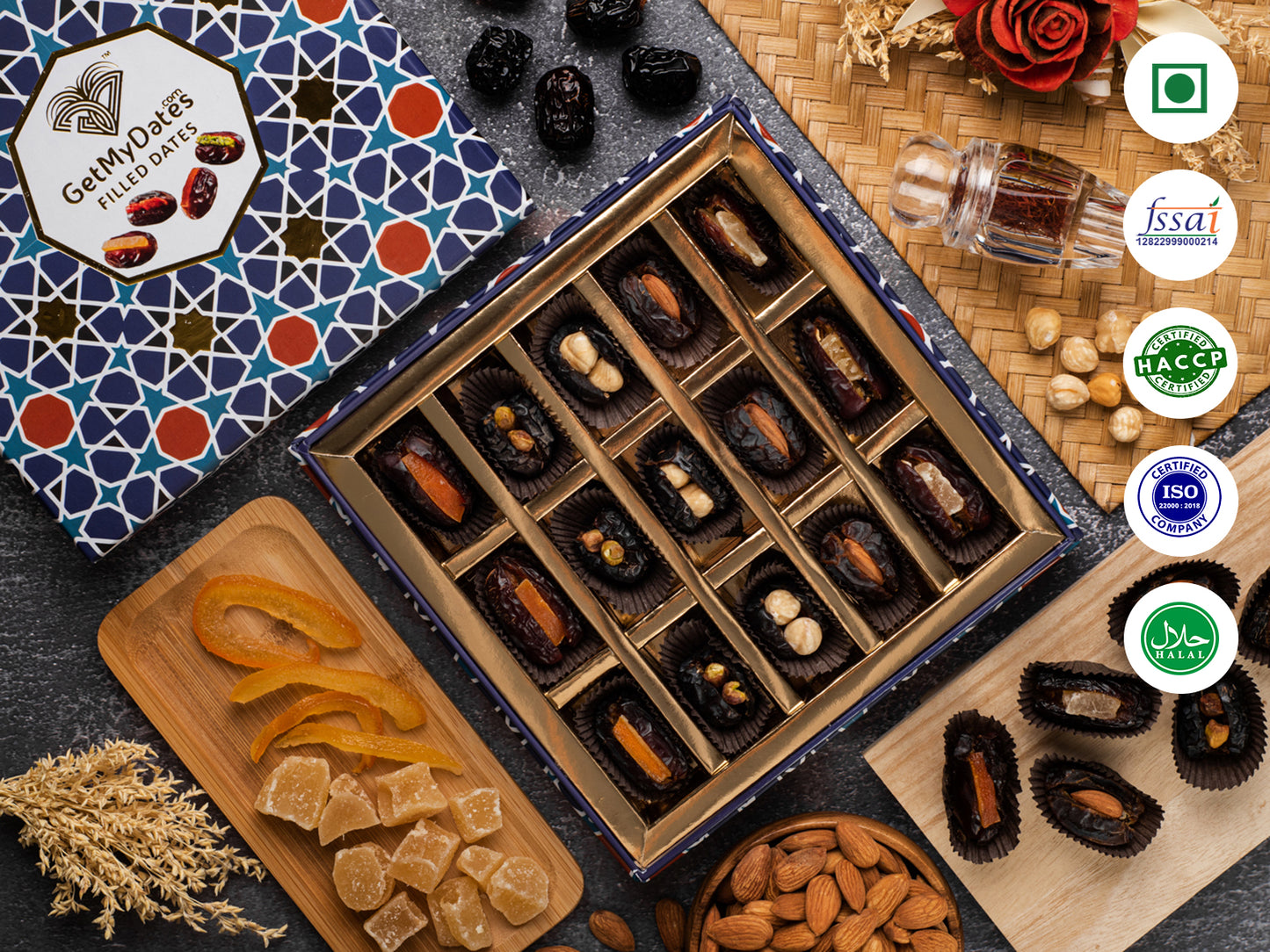 Arabian Dates Gift Box with Nuts and Fruits