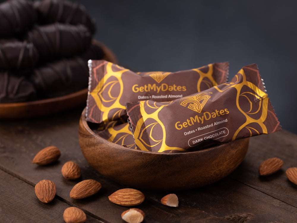 Assorted Premium Dates Chocolate Filled with Golden Roasted Almond ( 120 gm, approx. 8-9 pcs.)