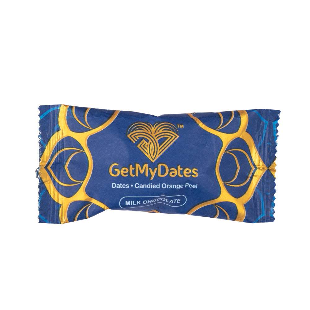 Dates Chocolate - Filled with Tangy Candied Orange Peel and covered with Milk Chocolate - Single Piece pack -( approx. 15 gm)