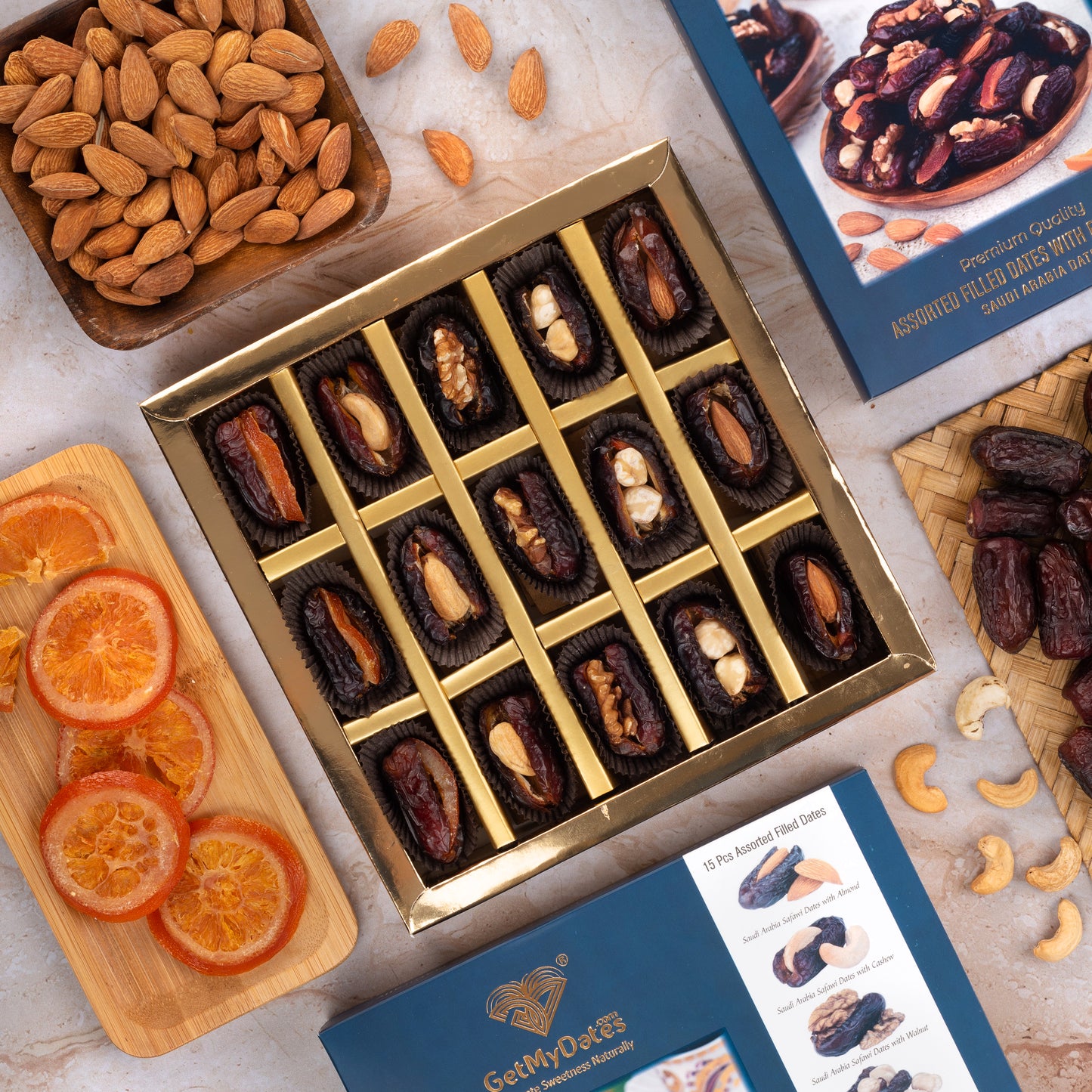 Assorted Arabian Dates with Nuts and Fruits Gift Box | Premium Arabian Dates