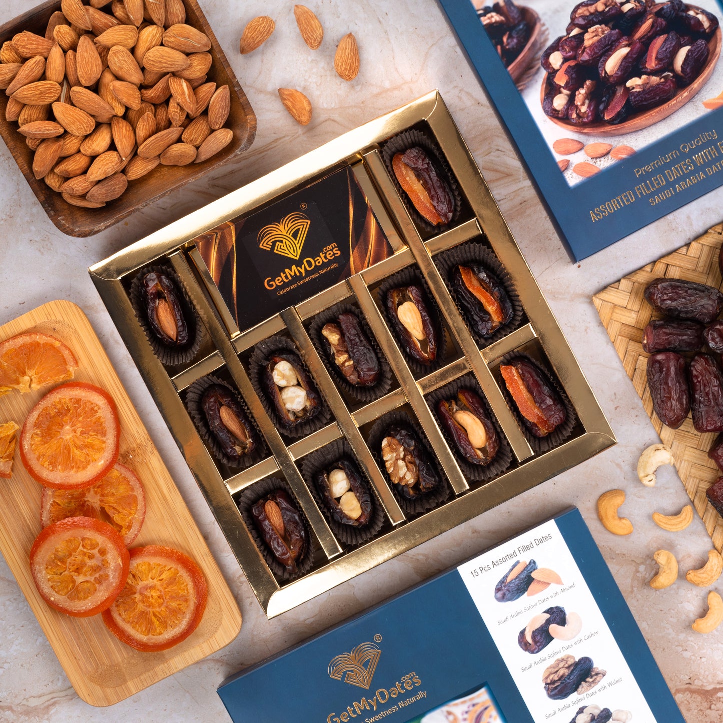 Assorted Arabian Dates with Nuts and Fruits Gift Box | Premium Arabian Dates