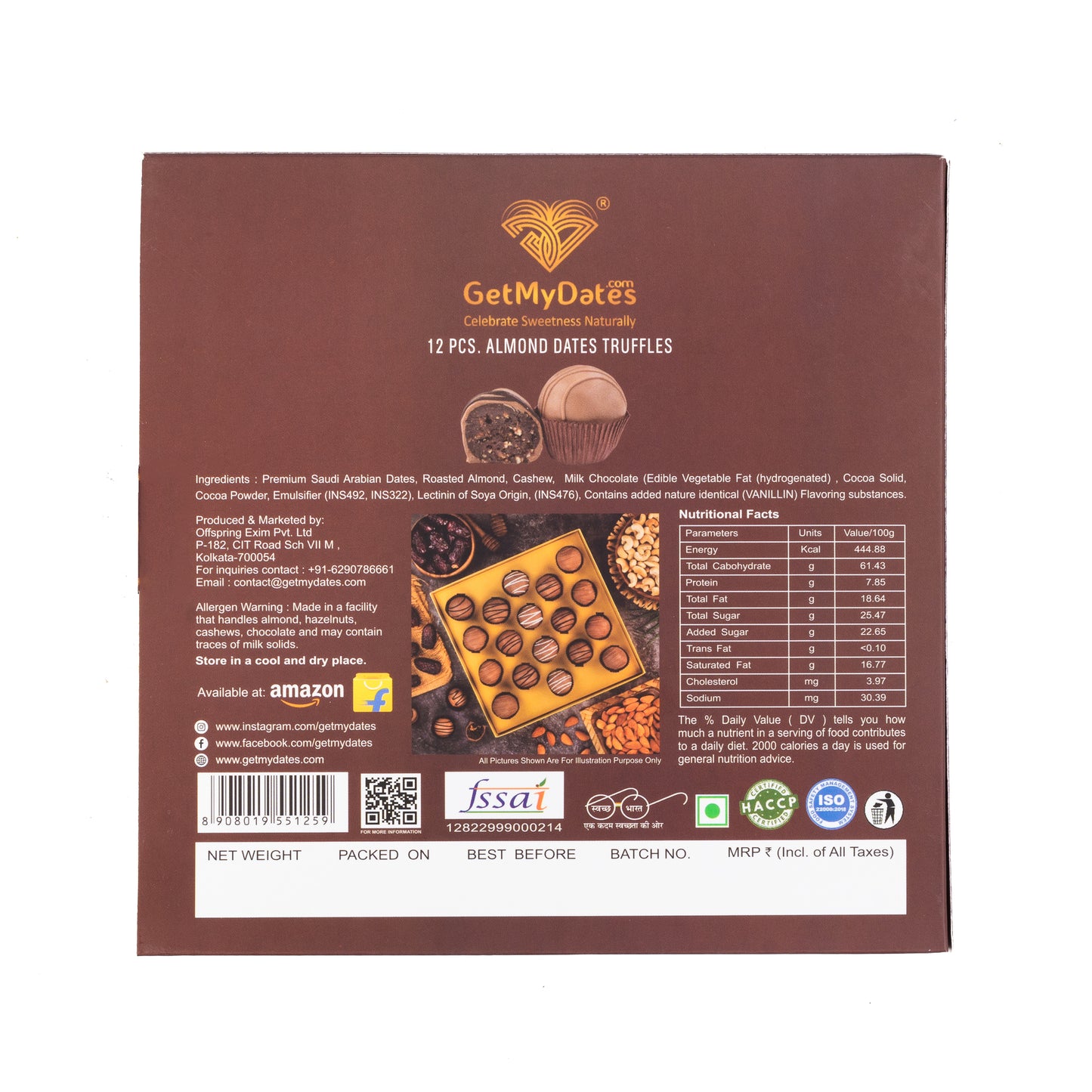 GetMyDates PREMIUM QUALITY ALMOND DATES TRUFFLES CHOCOLATE-Premium Arabian Gift Box Truffles