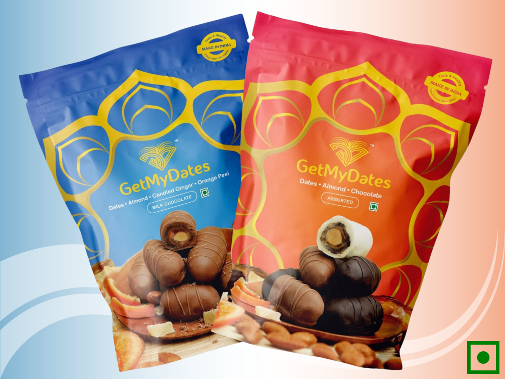 Assorted Chocolate Dates with Roasted Almond, Spicy Ginger, and Orange Peel - Combo of 2 (Single Pack) (approx. 240 gm, 18 pieces) | Premium Chocolate Dates