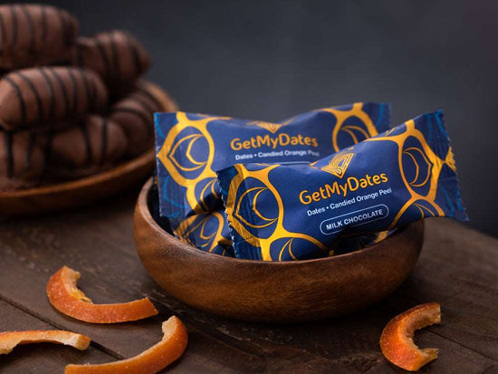 Dates Chocolate - Filled with Tangy Candied Orange Peel and covered with Milk Chocolate - Single Piece pack -( approx. 15 gm)